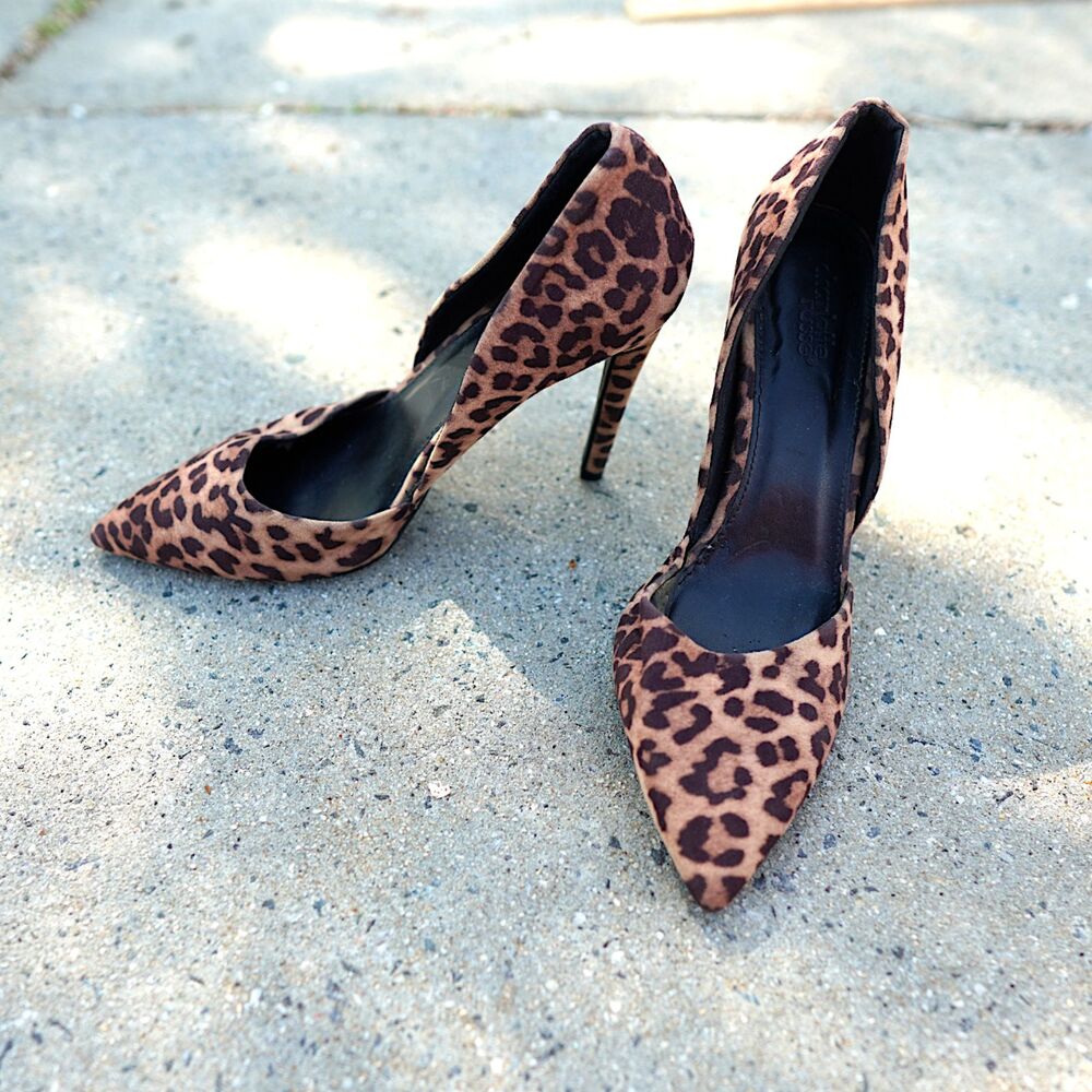 Charlotte Russe Leopard Print Heels 9 UK 7 EU 40 Pointed Toe Stiletto Pumps Y2K